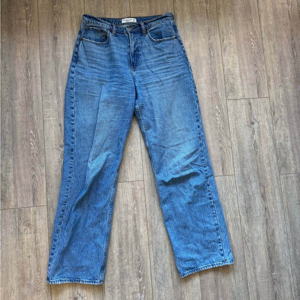 Abercrombie & Fitch Women's Blue Wide Leg Jeans (Long)